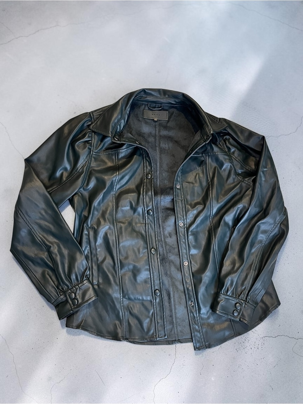 Blank NYC Oversized Dark Teal Faux Leather Women's Jacket